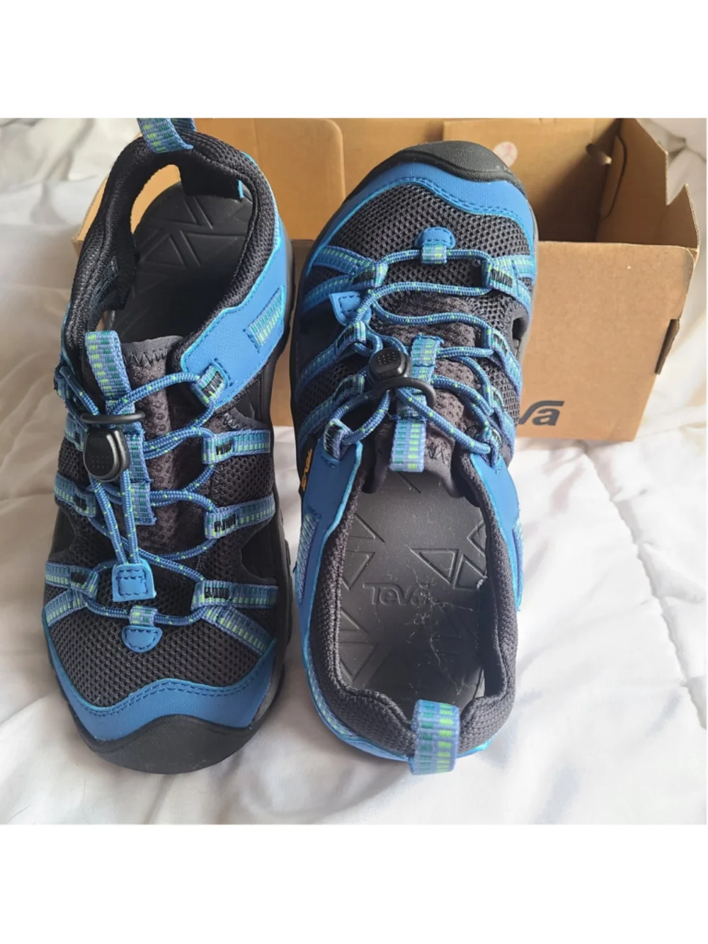 NEW Teva Unisex BIG kid Sz 2 Manatee Sandals Blue Graphite Outdoor Shoes